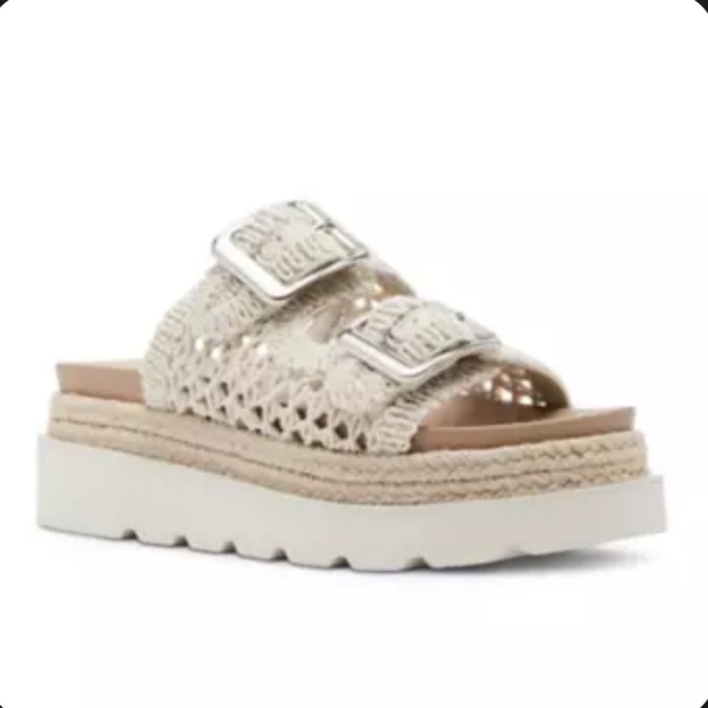 Madden Girl Women's Cream Crochet Platform Sandals
